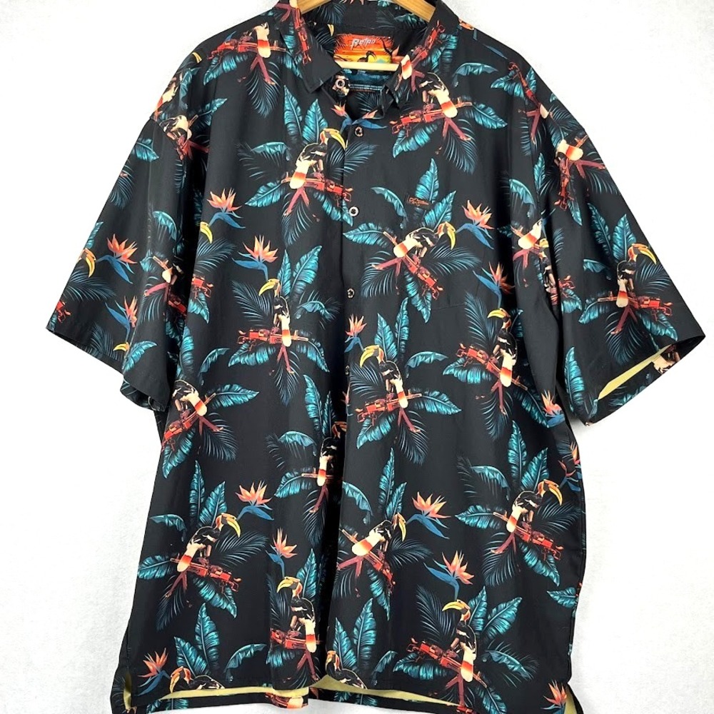 Retro Rifle "Perched" Men's 4XL Performance Button‎ Down Shirt Animal Print